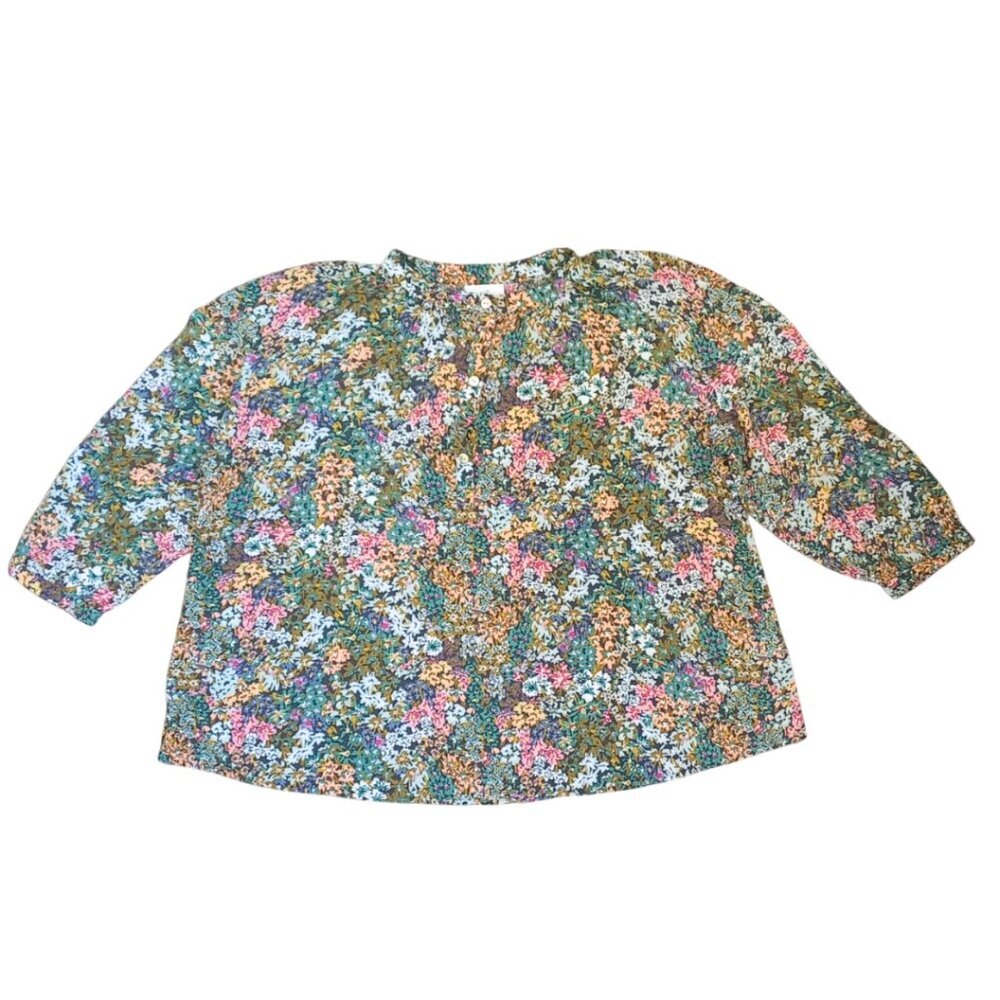 J.Jill Floral Blouse Women’s Top Lightweight 3/4 Sleeve, Size S